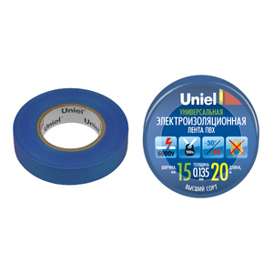 UIT-135P 20/15/01 BLU Изоляционная лента Uniel 20м, 15мм, 0,135мм цвет Синий