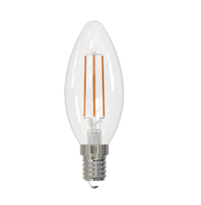 LED-C35-5.5W-4000K-E14-CL-SLF Лампа светодиодная. Форма свеча. прозрачная. Белый свет 4000K.