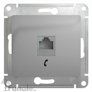 Механизм розетки телефон RJ11 СП, Glossa, алюминий