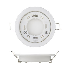 GX53/H2 WHITE 10 PROM Светильник ультратонкий встраиваемый. Корпус белый. TM Uniel.