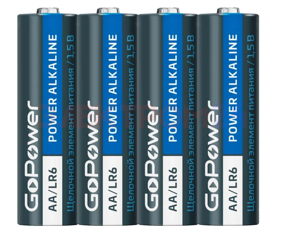 Батарейка GoPower LR6 AA BOX20 Shrink 4 Alkaline 1.5 V Батарейка GoPower LR6 AA BOX20 Shrink 4 Alkaline 1.5 V