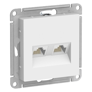 ATLASDESIGN РОЗЕТКА 2гн комп+комп RJ45+RJ45 механизм, БЕЛЫЙ