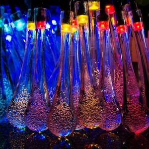 Гирлянда с/д "Капля" Мультиколор на солнечной батарее 20Led, 5м, IP65