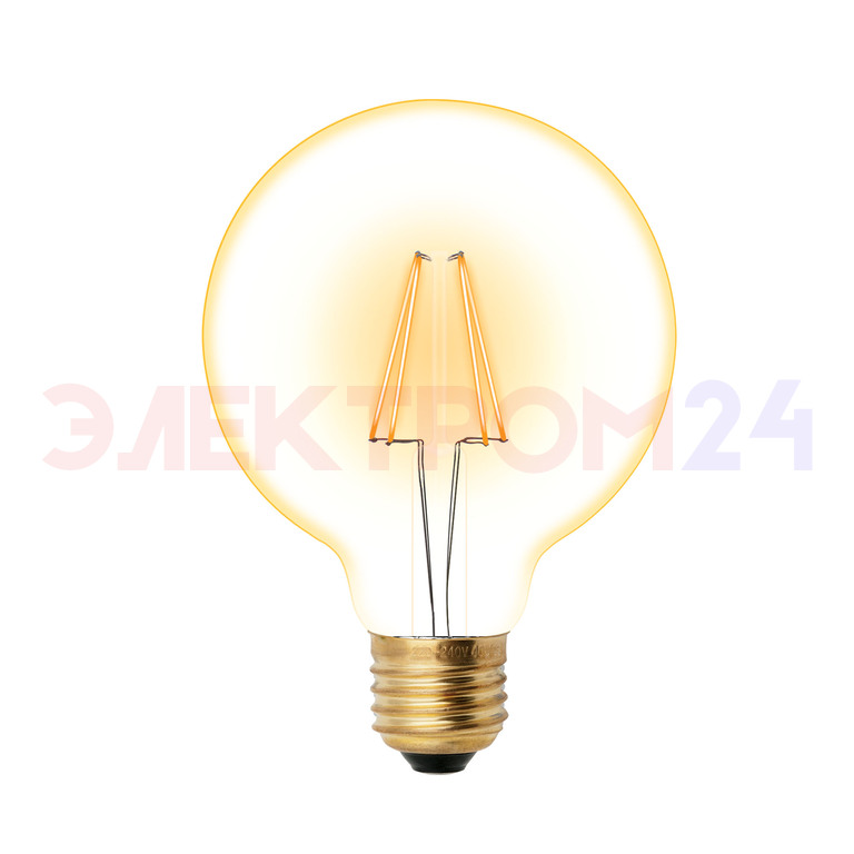 LED-G95-6W/GOLDEN/E27 GLV21GO Лампа светодиодная Vintage. Форма «шар», золотистая колба. Картон. ТМ LED-G95-6W/GOLDEN/E27 GLV21GO Лампа светодиодная Vintage. Форма «шар», золотистая колба. Картон. ТМ