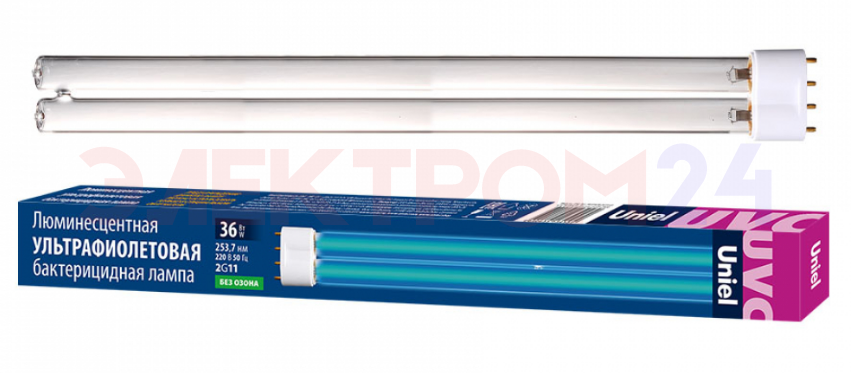 ESL-PLL-36/UVCB/2G11/CL Лампа ультрафиолетовая бактерицидная. Спектр UVC 253,7нм. Картон. ТМ Uniel ESL-PLL-36/UVCB/2G11/CL Лампа ультрафиолетовая бактерицидная. Спектр UVC 253,7нм. Картон. ТМ Uniel