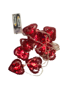 Гирлянда светодиодная "Красное сердце" 10LED, 165см. 3В., АА