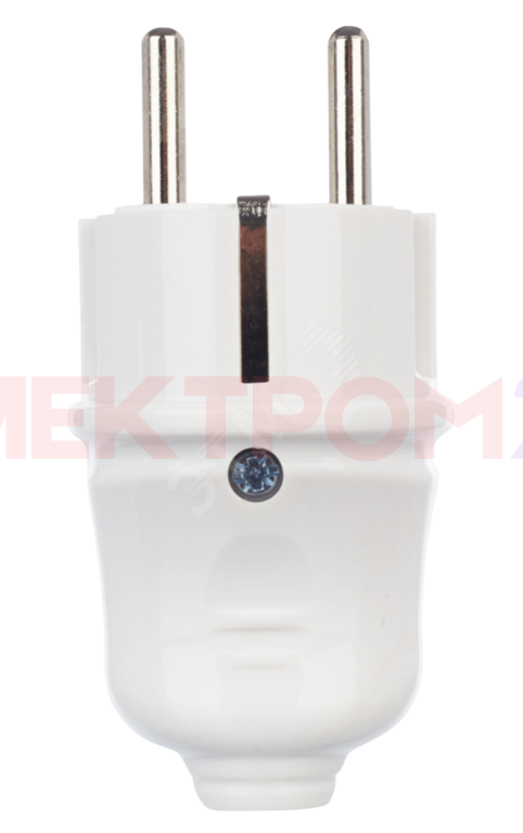 Вилка штепсельная В16-005 с заземлением IP20, 16А, 250В, прямая белая Вилка штепсельная В16-005 с заземлением IP20, 16А, 250В, прямая белая