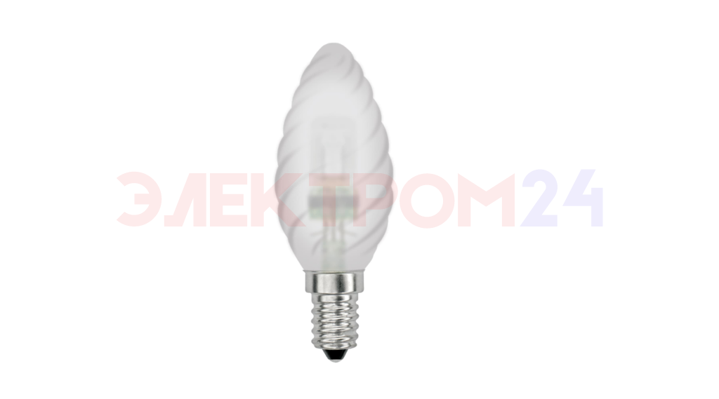 HCL-28/FR/E14 candle twisted. Лампа галогенная свечка витая матовая HCL-28/FR/E14 candle twisted. Лампа галогенная свечка витая матовая