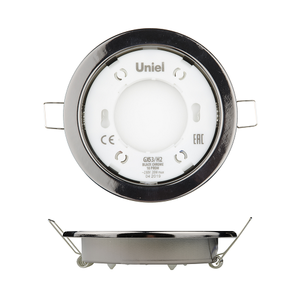 GX53/H2 BLACK CHROME 10 PROM Светильник ультратонкий встраиваемый. Корпус черный хром TM Uniel