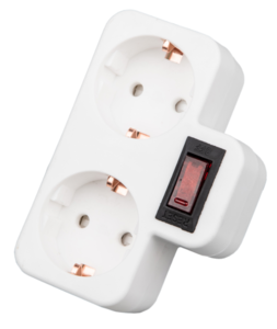 S-GES2-16PB WHITE Разветвитель сетевой с выключателем, с/з. 2 гнезда. 16А, 3500Вт. Белый. ТМ Uniel