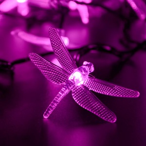 Гирлянда светодиодн. "Стрекоза" (фиолетовый) на солнечной батарее 6м 30led