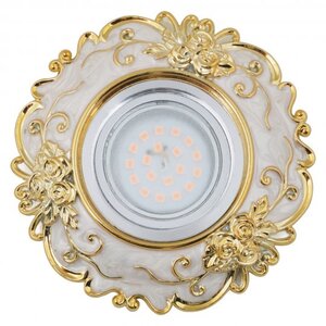 DLS-A105 GU5.3 CHROME/BEIGE+GOLD Светильник Металл/полимер. Хром/бежевый+золото. ТМ Fametto