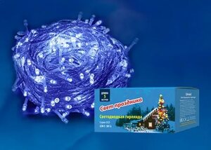 ULD-S0500-050/DTA BLUE IP20 Гирлянда  5м. Синий свет. Провод прозрачный. ТМ Uniel