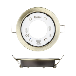 GX53/H2 ANTIQUE BRASS 10 PROM Светильник ультратонкий встраиваемый Корпус античная бронза TM Uniel