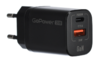 Сетевое зарядное устройство GoPower GPQC09  1USB+1Type-C 35W QC3.0 GAN черный