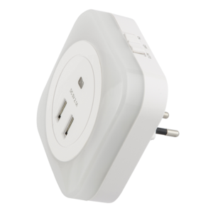 DTL-321 White/Sensor/2USB Светильник ночник с фотосенсором (день-ночь). 2USB. Белый. ТМ Uniel