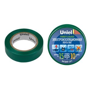 UIT-135P 10/15/01 GRN Изоляционная лента Uniel 10м, 15мм, 0,135мм, 1шт, цвет Зеленый