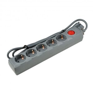 S-GSU5-1,5 GREY Cетевой фильтр Universal, 1,5м (Пвс 3*0,75), 5 гнезд, с/з. 10А. Защита от