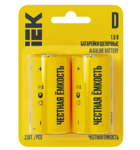 Батарейка щелочная Alkaline LR20/D (2шт/блистер) IEK