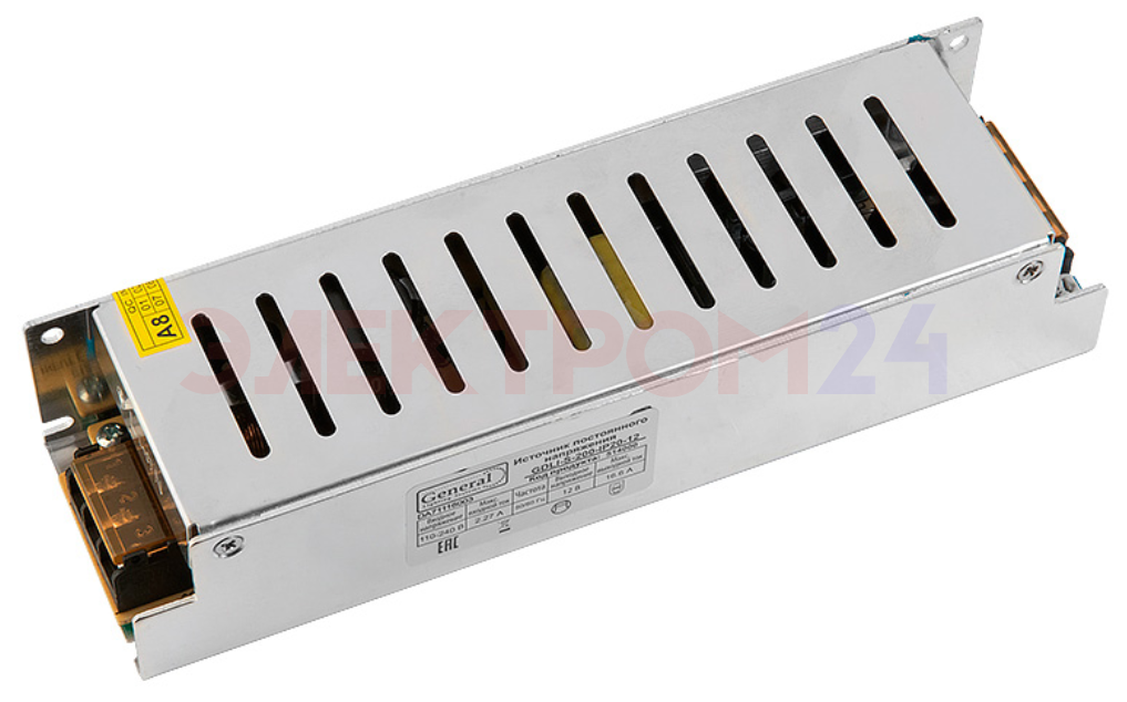 Светодиодный драйвер GDLI-S-200Вт-IP20-12В компактный General Светодиодный драйвер GDLI-S-200Вт-IP20-12В компактный General