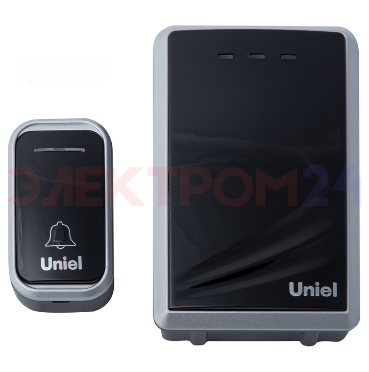 UDB-017W-R1T1-38S-150M-BL-SL Звонок беспроводной. Радиус действия 150м. Черный с серебристым. ТМ Uni UDB-017W-R1T1-38S-150M-BL-SL Звонок беспроводной. Радиус действия 150м. Черный с серебристым. ТМ Uni