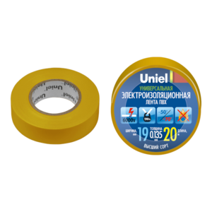 UIT-135P 20/19/01 YEL Изоляционная лента Uniel 20м, 19мм, 0,135мм, 1шт, цвет Желтый