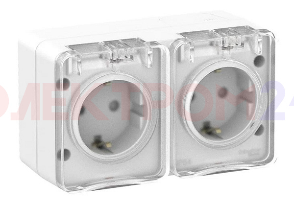 AtlasDesign PROFI IP54 O/У РОЗЕТКА двойная с заземлением со шторками 16А, БЕЛЫЙ AtlasDesign PROFI IP54 O/У РОЗЕТКА двойная с заземлением со шторками 16А, БЕЛЫЙ