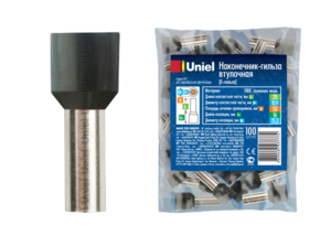 UCT-500/200 OLIVE 100 POLYBAG Наконечник-гильза втулочная (Е-гильза) Uniel сечение проводника 50мм2