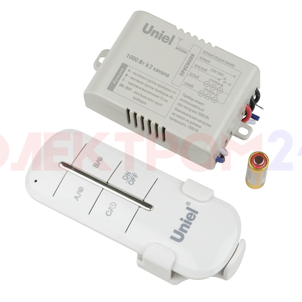 UCH-P005-G2-1000W-30M Пульт управления светом. 2 канала*1000Вт. ТМ Uniel, UCH-P005-G2-1000W-30M Пульт управления светом. 2 канала*1000Вт. ТМ Uniel,