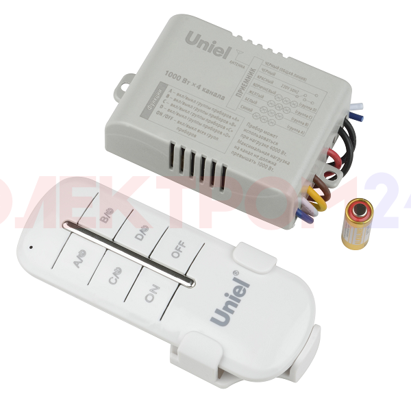 UCH-P005-G4-1000W-30M Пульт управления светом. 4 канала*1000Вт. ТМ Uniel UCH-P005-G4-1000W-30M Пульт управления светом. 4 канала*1000Вт. ТМ Uniel