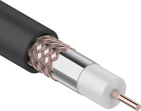 RG-6U+CU телевизионный (75%) (1,02мм медь) 75 Ом (100м/бухта), черный OUTDOOR REXANT