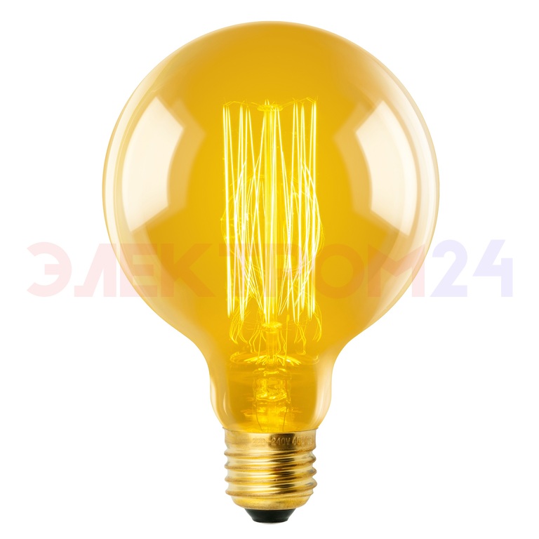 IL-V-G125-60/GOLDEN/E27 VW01 Лампа накаливания Vintage. Форма «шар». Форма нити VW. Картон. ТМ Uniel IL-V-G125-60/GOLDEN/E27 VW01 Лампа накаливания Vintage. Форма «шар». Форма нити VW. Картон. ТМ Uniel