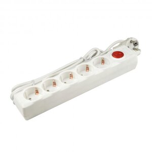 S-GSU5-5 WHITE Cетевой фильтр Universal, 5м (Пвс 3*0,75), 5 гнезд, с/з. 10А. Защита от перенапр