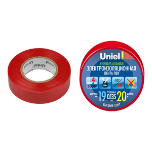 UIT-135P 20/19/01 RED Изоляционная лента Uniel 20м, 19мм, 0,135мм, 1шт, цвет Красный