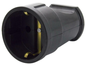 Розетка РП 16-002 с заземлением черная IP20, 16А, 250В
