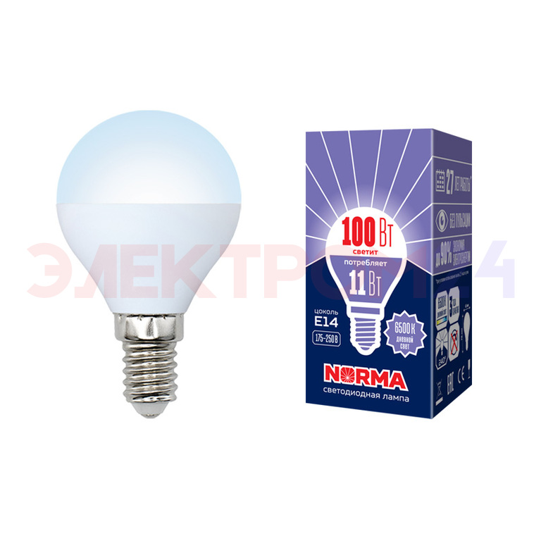LED-G45-11W/DW/E14/FR/NR Лампа светодиодная. Форма "шар", матовая. Серия Norma.6500К LED-G45-11W/DW/E14/FR/NR Лампа светодиодная. Форма "шар", матовая. Серия Norma.6500К