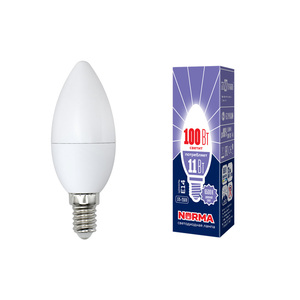 LED-C37-11W/DW/E14/FR/NR Лампа светодиодная. Форма "свеча", матовая. Серия Norma. 6500К