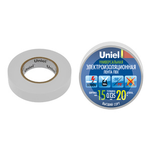 UIT-135P 20/15/01 WHT Изоляционная лента Uniel 20м, 15мм, 0,135мм, 1шт, цвет Белый