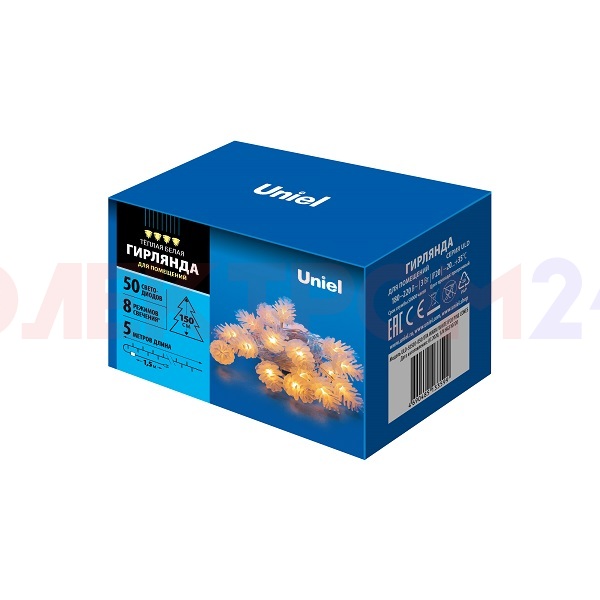 ULD-S0500-050/DTA WARM WHITE IP20 PINE CONES Гирлянда светодиодная «Шишки», 5м. 50 светодиодов. Тепл ULD-S0500-050/DTA WARM WHITE IP20 PINE CONES Гирлянда светодиодная «Шишки», 5м. 50 светодиодов. Тепл