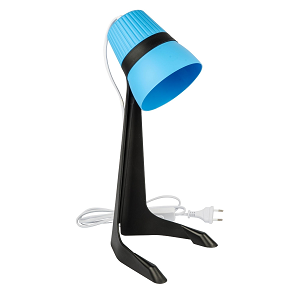 ULO-K22 D/E14/A BLACK/BLUE Светильник настольный, 40W. Цоколь E14. Механический выключатель. Черный 