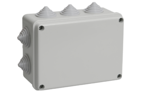 Коробка распаячная КМ41241 для открытой проводки безгалогенная (HF) 150х110х70мм IP44 10 гермовводов