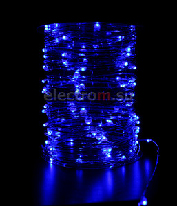 08-003, Светодиодная нить "Роса", 10м., 12V, прозр. пр., синий, Rosa 100-10-B