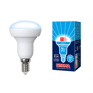 LED-R50-7W/NW/E14/FR/NR Лампа светодиодная. Форма "Рефлектор", матовая. Серия Norma. 4000К