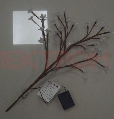 11-029, "Ветка Сакуры" на батарейках 3хАА, 24 прозрачных цветка, 59см., кор. пр., бело-розовый B247L 11-029, "Ветка Сакуры" на батарейках 3хАА, 24 прозрачных цветка, 59см., кор. пр., бело-розовый B247L