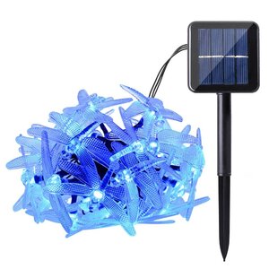 Гирлянда светодиодн. "Стрекоза" (синий) на солнечной батарее 6м 30led