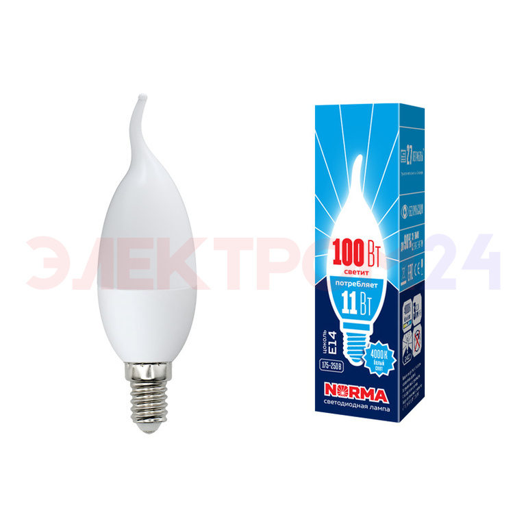 LED-CW37-11W/NW/E14/FR/NR Лампа светодиодная. Форма "свеча на ветру Norma. 4000K Volpe LED-CW37-11W/NW/E14/FR/NR Лампа светодиодная. Форма "свеча на ветру Norma. 4000K Volpe