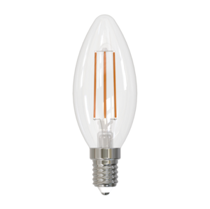 LED-C35-5.5W-3000K-E14-CL-SLF Лампа светодиодная. Форма свеча. прозрачная. Теплый белый свет 3000K. 