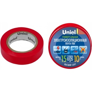 UIT-135P 10/15/01 RED Изоляционная лента Uniel 10м, 15мм, 0,135мм, 1шт, цвет Красный