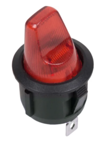 Выключатель клавишный круглый 12V 16А (3с) ON-OFF красный с подсветкой (RWB-224, SС-214) Rexant