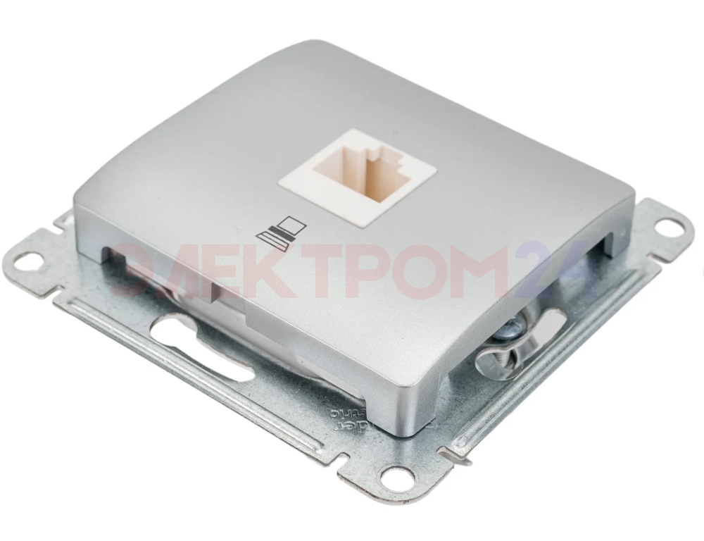 Механизм розетки компьютер RJ45, кат.5е СП, Glossa, алюминий Механизм розетки компьютер RJ45, кат.5е СП, Glossa, алюминий